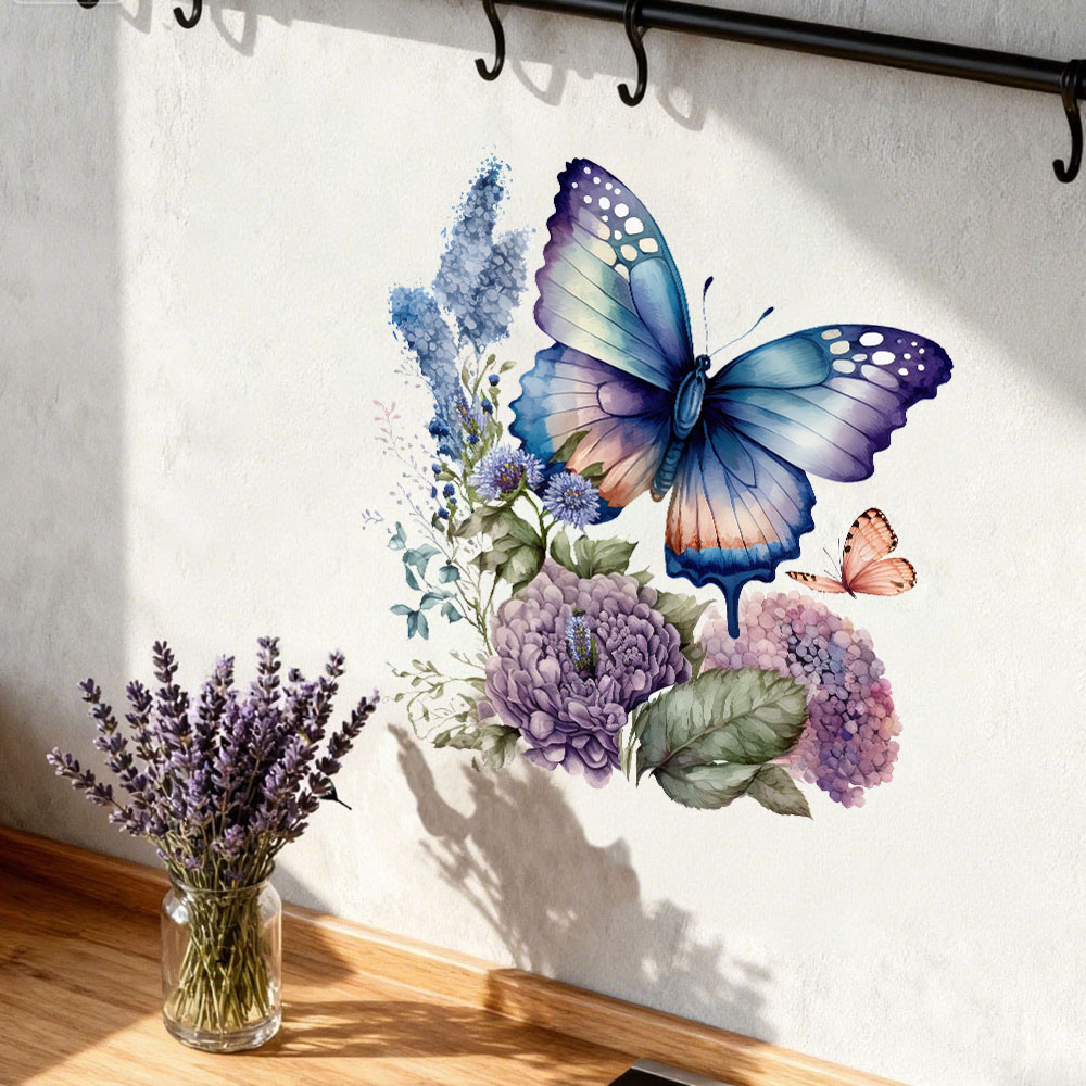 Watercolor Butterfly Flower Wa - Pvc Panel Background ulasan dan harga